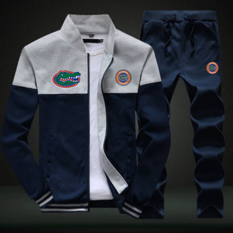 Florida Gators Sweatshirt +Sweatpants Mens Clothing 2 Pieces Sets Slim Tracksuit