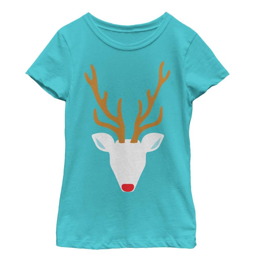 Lost Gods Girl’s Christmas Rudolph Silhouette  T Shirt