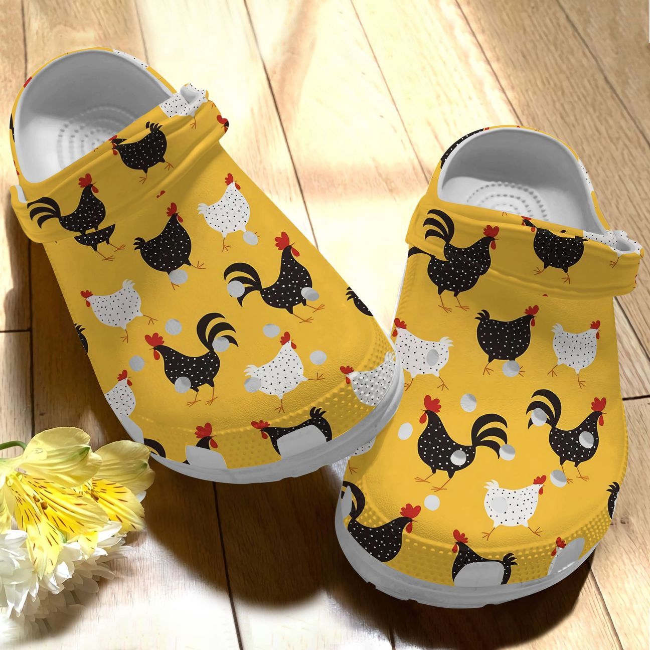 Chicken Personalize Clog, Custom Name, Text, Fashion Style For Women, Men, Kid, Print 3D Happy Day Pattern