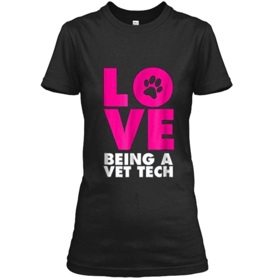 Animal Lovers Paw Print Vet Tech T-Shirt Ladies Custom