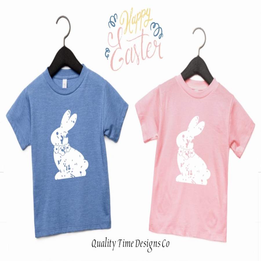 Distressed Bunny- toddler or youth Easter t-shirt