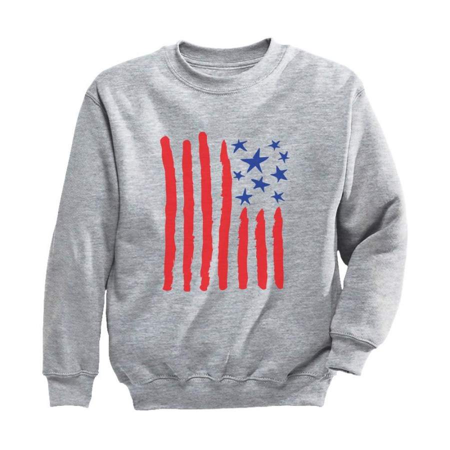 Children’s Drawing USA Flag – 4th of July American Youth Kids Sweatshirt