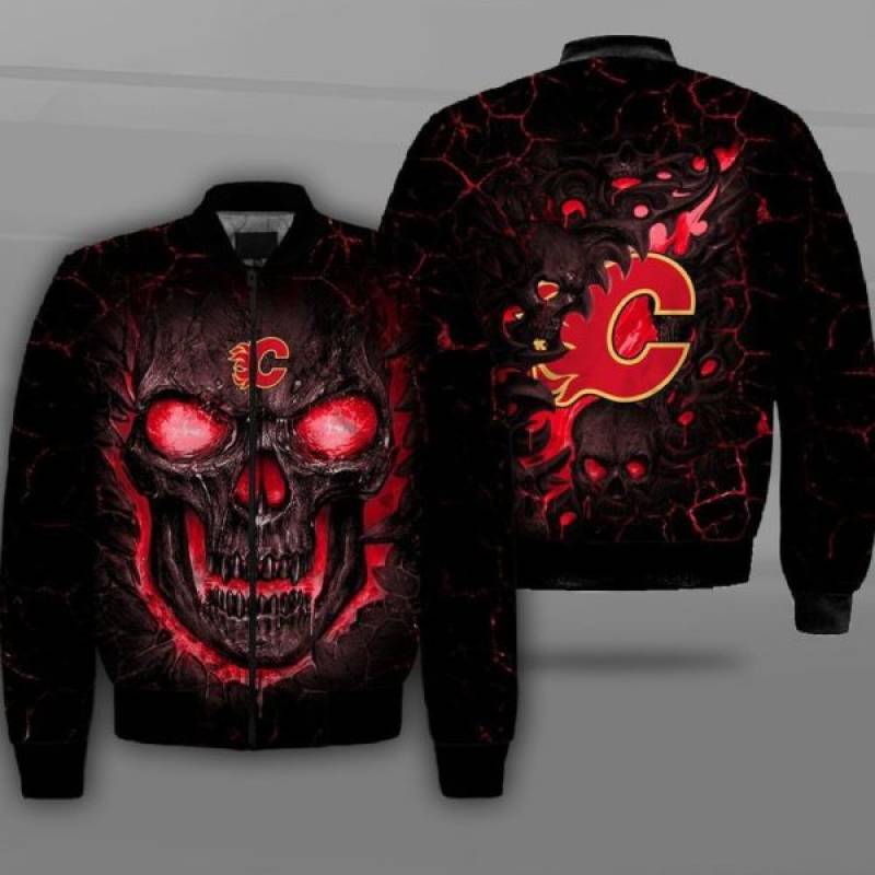 Calgary flames lava skull all over printed shirt – maria