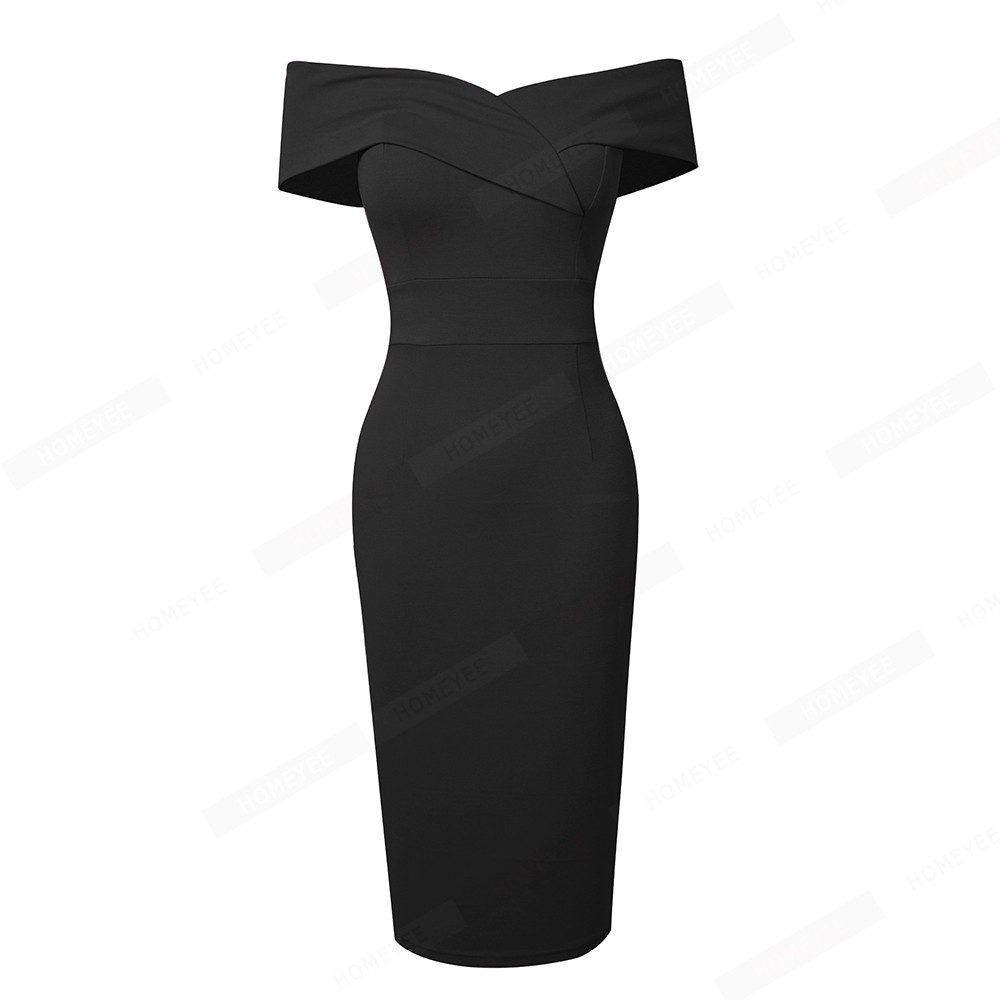 Women Cocktail Party Pure Color Sexy Slash Neck Backless Bodycon Pencil Dress EB698 alx