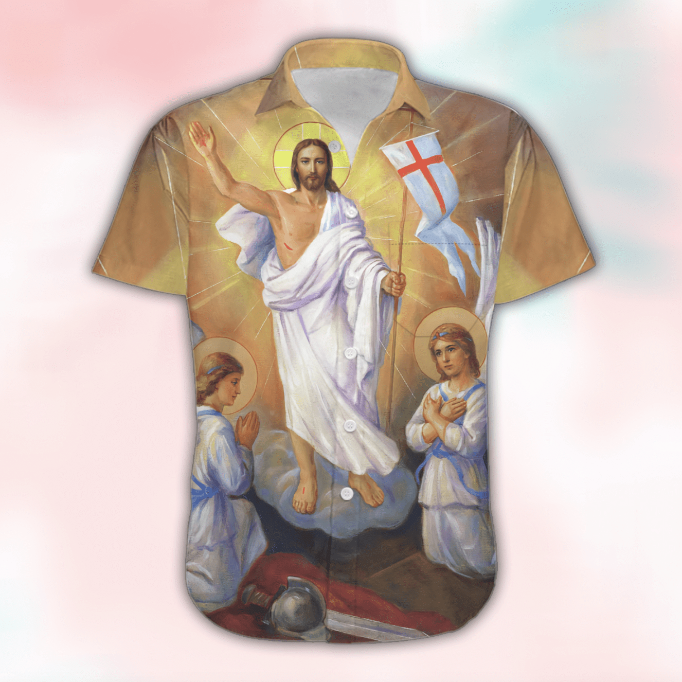 Get Now Happy Easter Sunday Jesus Christ He Is Risen Hallelujah Unisex Hawaii Aloha Shirts Dh Ha6326