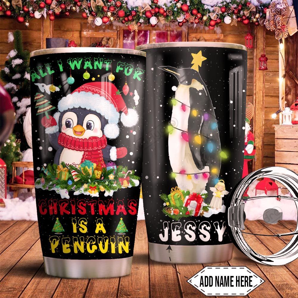 Christmas Penguin Personalized KD2 HNM1411002 Stainless Steel Tumbler