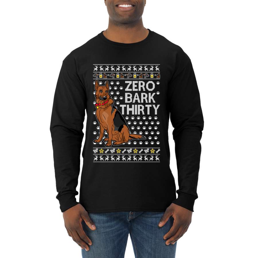 Zero Bark Thirty Funny Dog Xmas Ugly Christmas Mens Long Sleeve Shirt