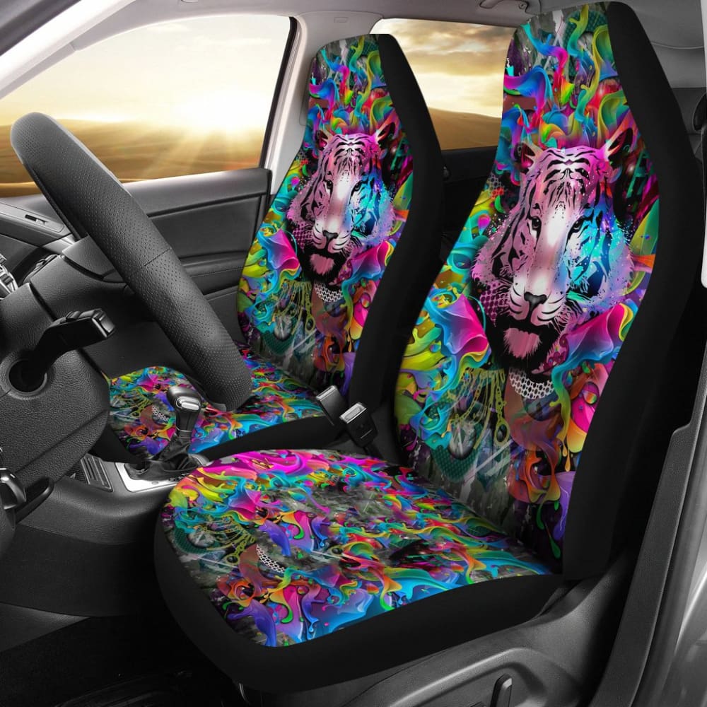 Colorful Male Nature Habitat Tiger Head Car Seat Covers 211102