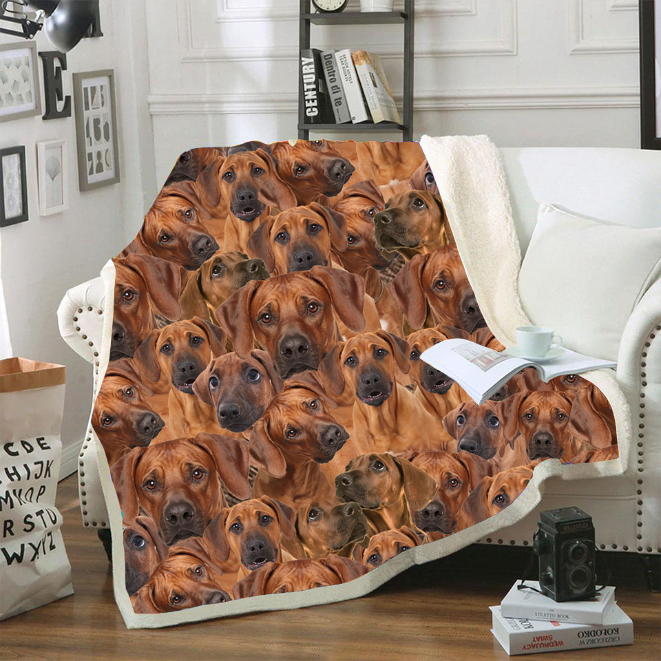 A Bunch Of Rhodesian Ridgeback Dog Face Printed Blanket Dogs Blanket