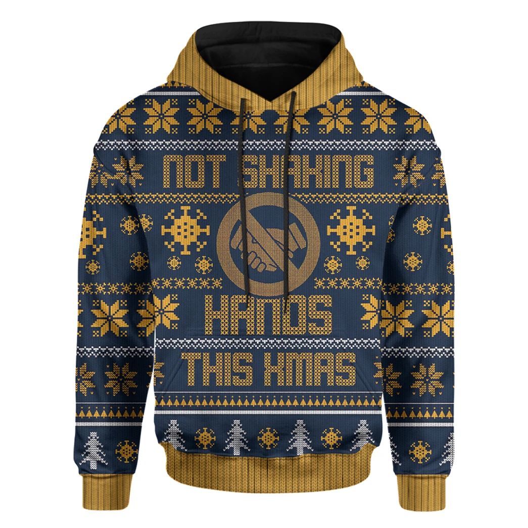 Alohazing 3D Not Shaking Hands This Xmas Ugly Christmas Custom Hoodie