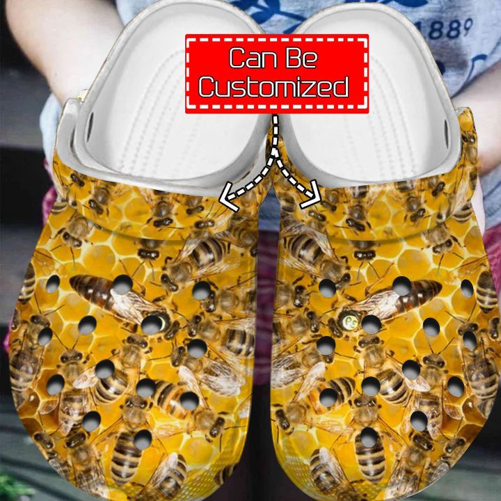 Bee Crocss – Queen Bee Patterns Clog Shoes For Men And Women