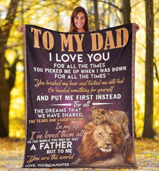 To My Dad Lion Premium Father Love Your Daughter Soft Cozy Lightweight Premium Blanket