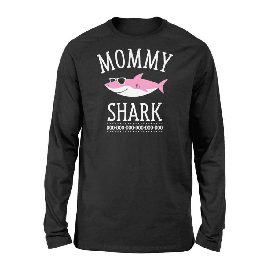 Womens Mommy Shark Funny Mom Tank Top – Standard Long Sleeve