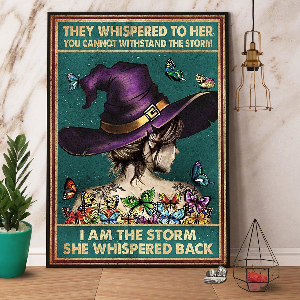 Witch I Am The Storm They Whispered Back Halloween Butterfly Canvas Poster Wall Art Decor