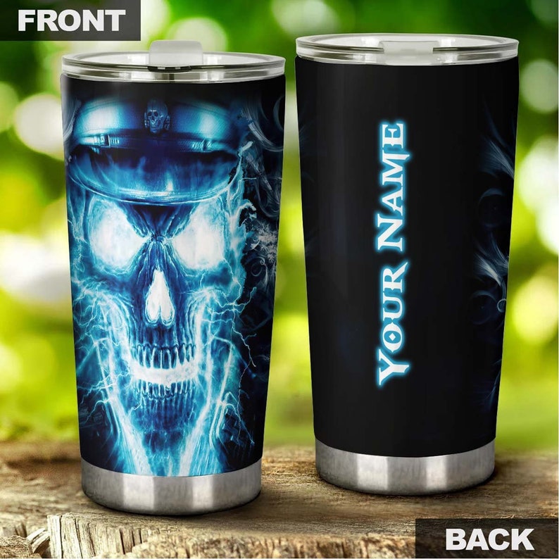 Skull Captain Cool Fancy Unique Personalized Tumbler-Skull Tumbler-Skull Birthday Gift Christmas Gift For Her For Him