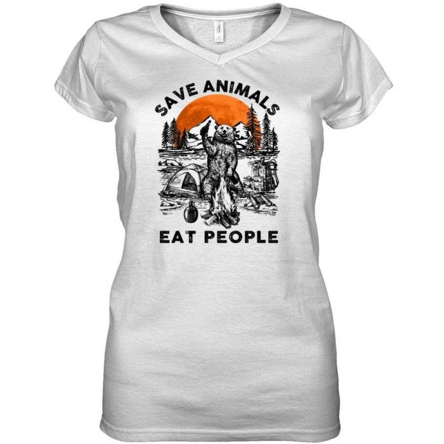 Save Animals Eat People Limited Classic T-Shirt Ladies V-Neck