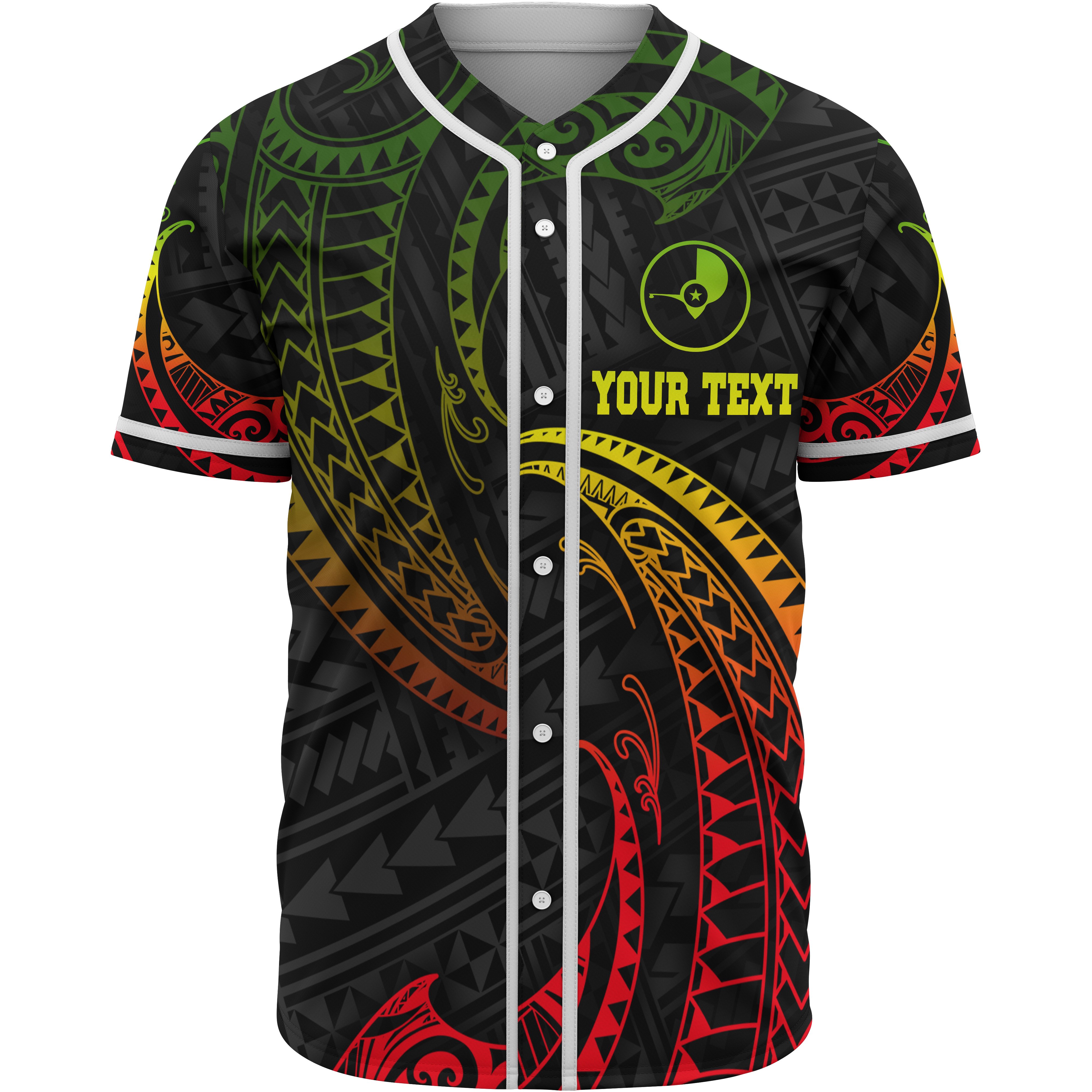 Yap Polynesian Custom Personalised Baseball Shirt – Reggae Tribal Wave – BN12