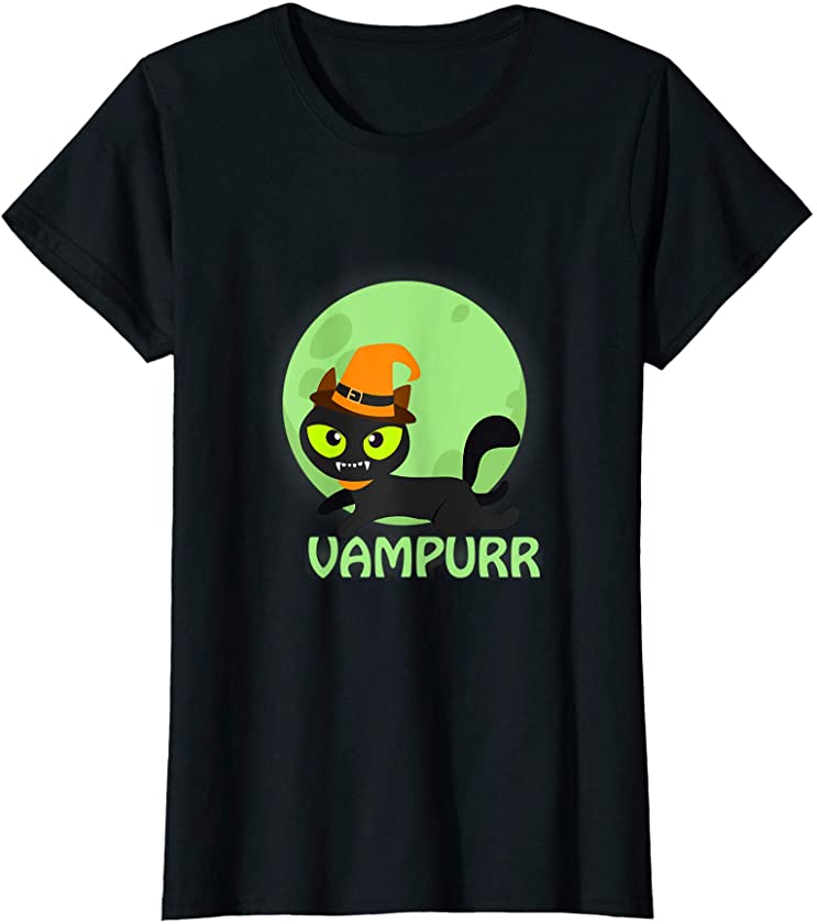 Vampire Cat Lover Vampurr Girls Kitten Halloween T-Shirt