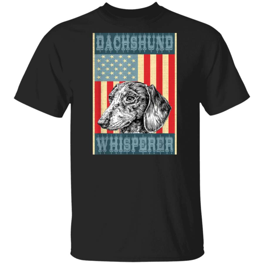 Flag USA vintage retro Dachshund Whisperer Lovers Gifts mom T-Shirt copy