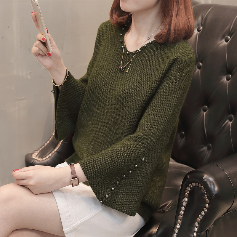 Women Pullover V-Neck Bow Knitted Sweaters Solid Color Soft Autumn Clothes Long Sleeve 2022 New Casual Women Fall Sweaters alx