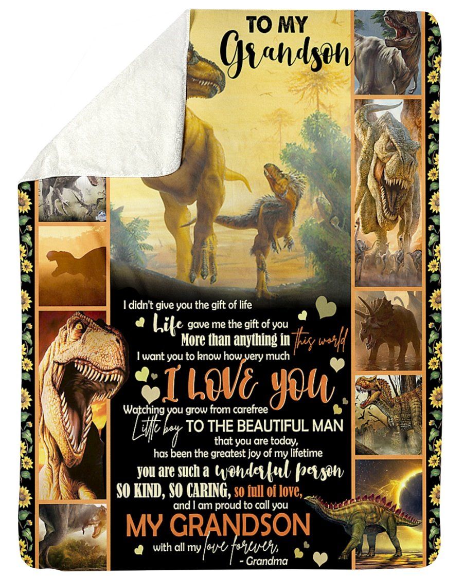 [Personalized Name] Grandma  Roaring T Rex So Kind Fleece Blanket, Sherpa Blanket, Gift For Grandson Gift For Family Member, Friends Gift, Christmas Gift, Home Decor, Home Living