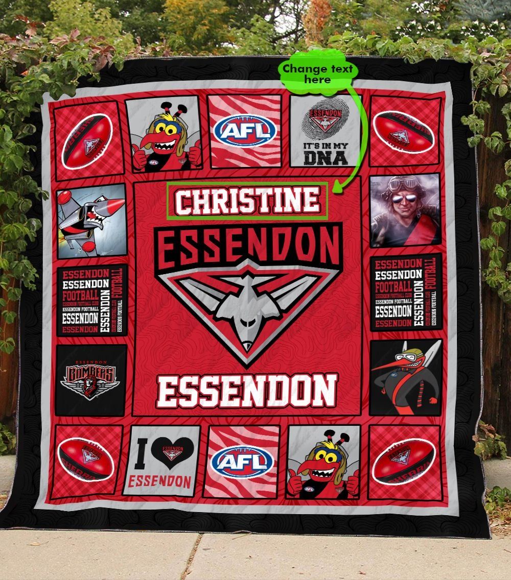 Personalized THAQT03 Essendon Football Club Quilt Blanket