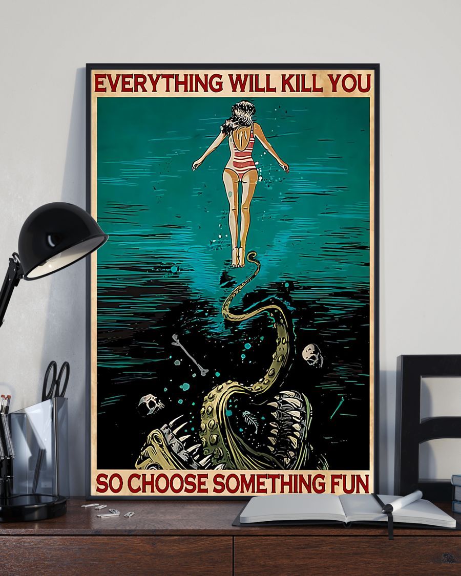 Swimming Choose Something Fun Vertical Canvas And Poster | Wall Decor Visual Art