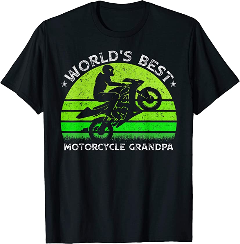 Vintage Retro World’s Best Motorcycle Grandpa Silhouette Tee T-Shirt