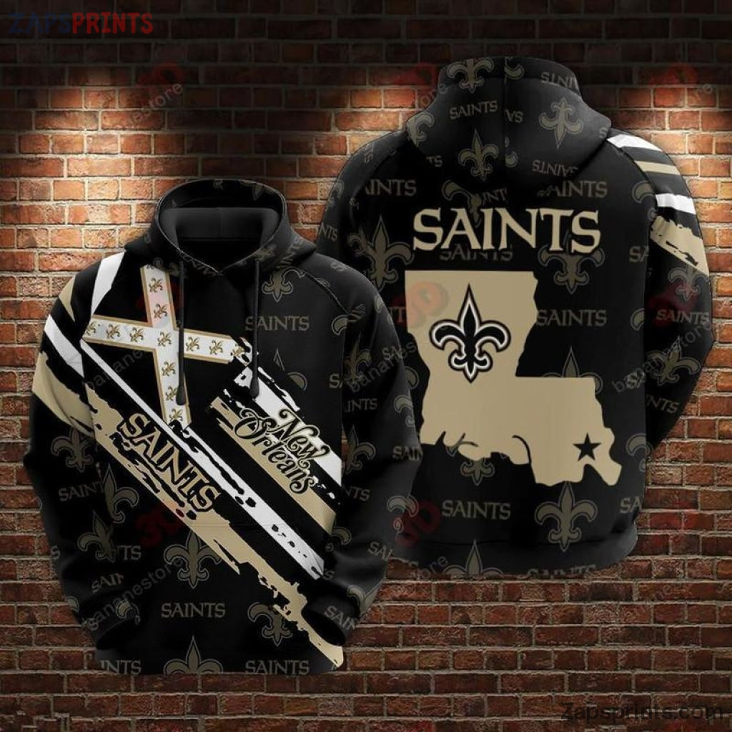 New Orleans Saints Cross And Map D Hoodie V9 Gift For Fan Football Lovers