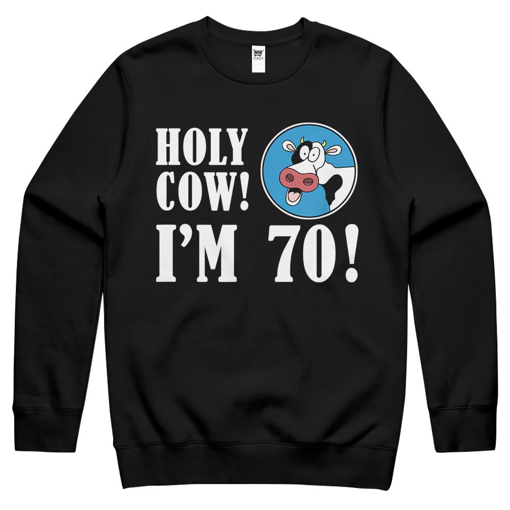 Holy Cow I’M 70 Funny 70Th Milestone Farmer Birthday Crewneck Sweatshirt