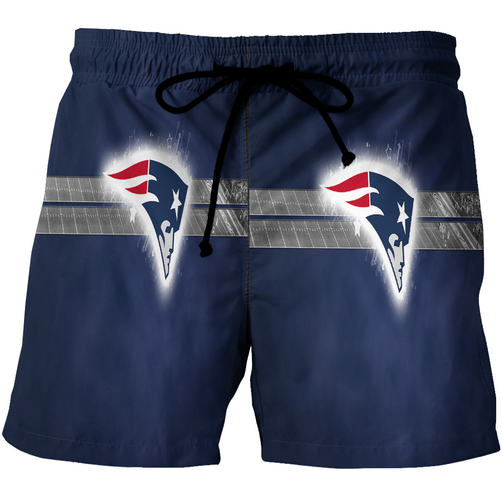 New England Patriots Navy 3D All Over Print Summer Beach Hawaiian Short