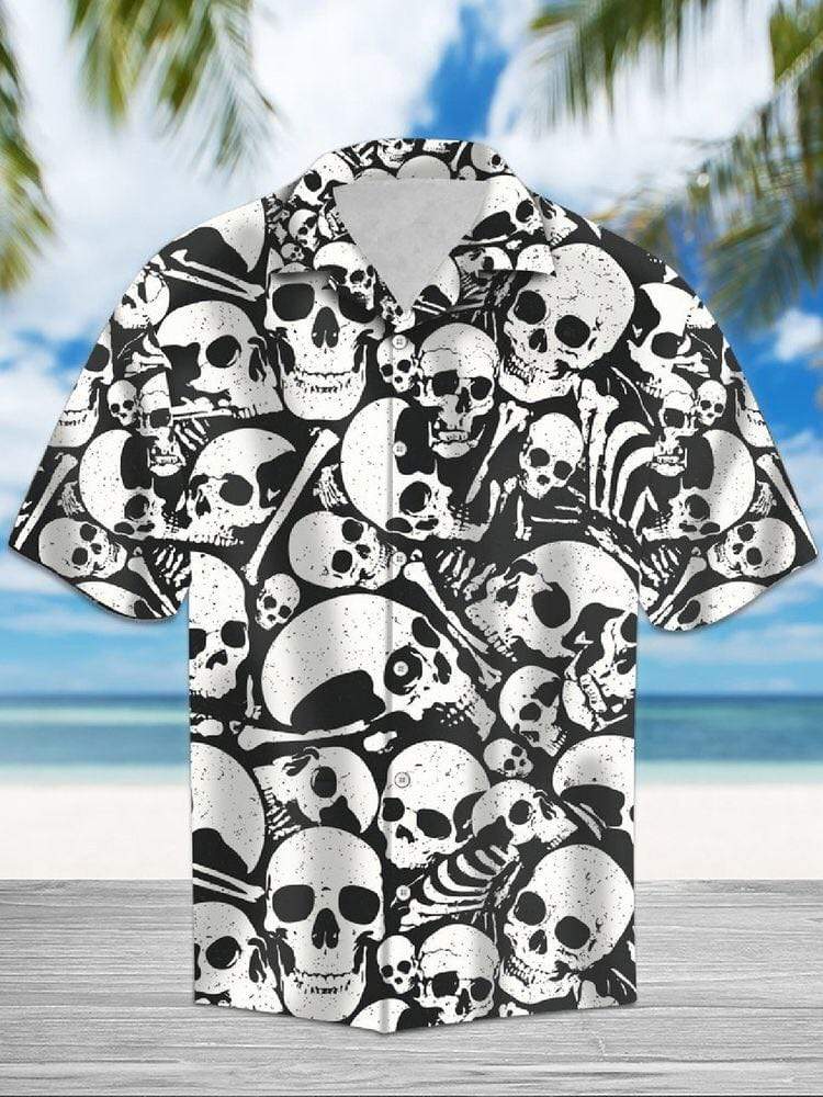 B&W Skull Bone Unisex Hawaiian Shirts