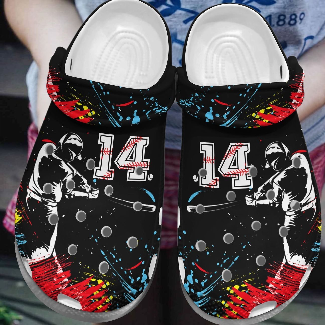 Baseball Personalized Personalize Clog, Custom Name, Text, Fashion Style For Women, Men, Kid, Print 3D Paint Splash