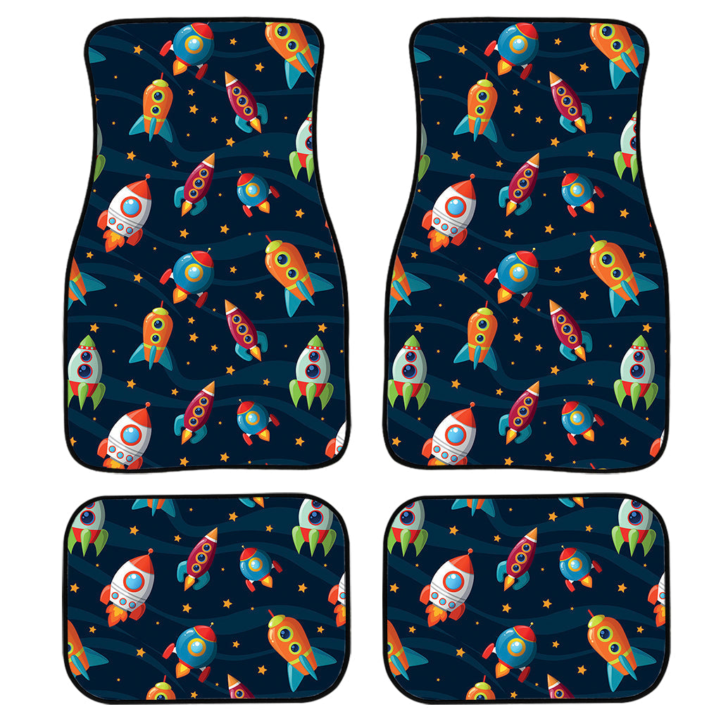 Rockets And Stars Pattern Print Front And Back Car Floor Mats, Front Car Mat