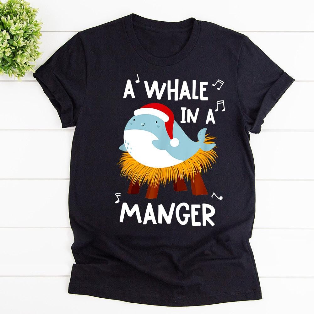 Funny Christmas Shark A Whale In A Manger Pun Xmas Graphic Unisex T Shirt, Sweatshirt, Hoodie Size S – 5XL