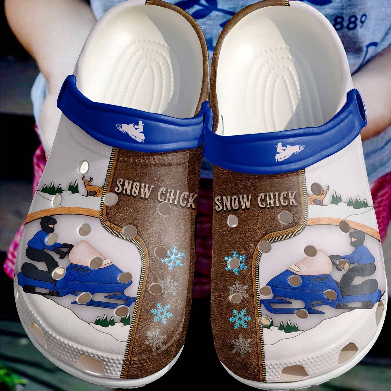 Snowmobile Personalize Clog, Custom Name, Text, Fashion Style For Women, Men, Kid, Print 3D Snow Chick