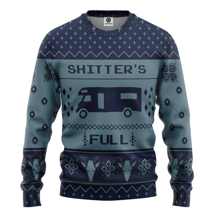 3D Shitters Full Ugly Christmas Sweater Blue Custom Sweatshirt Apparel