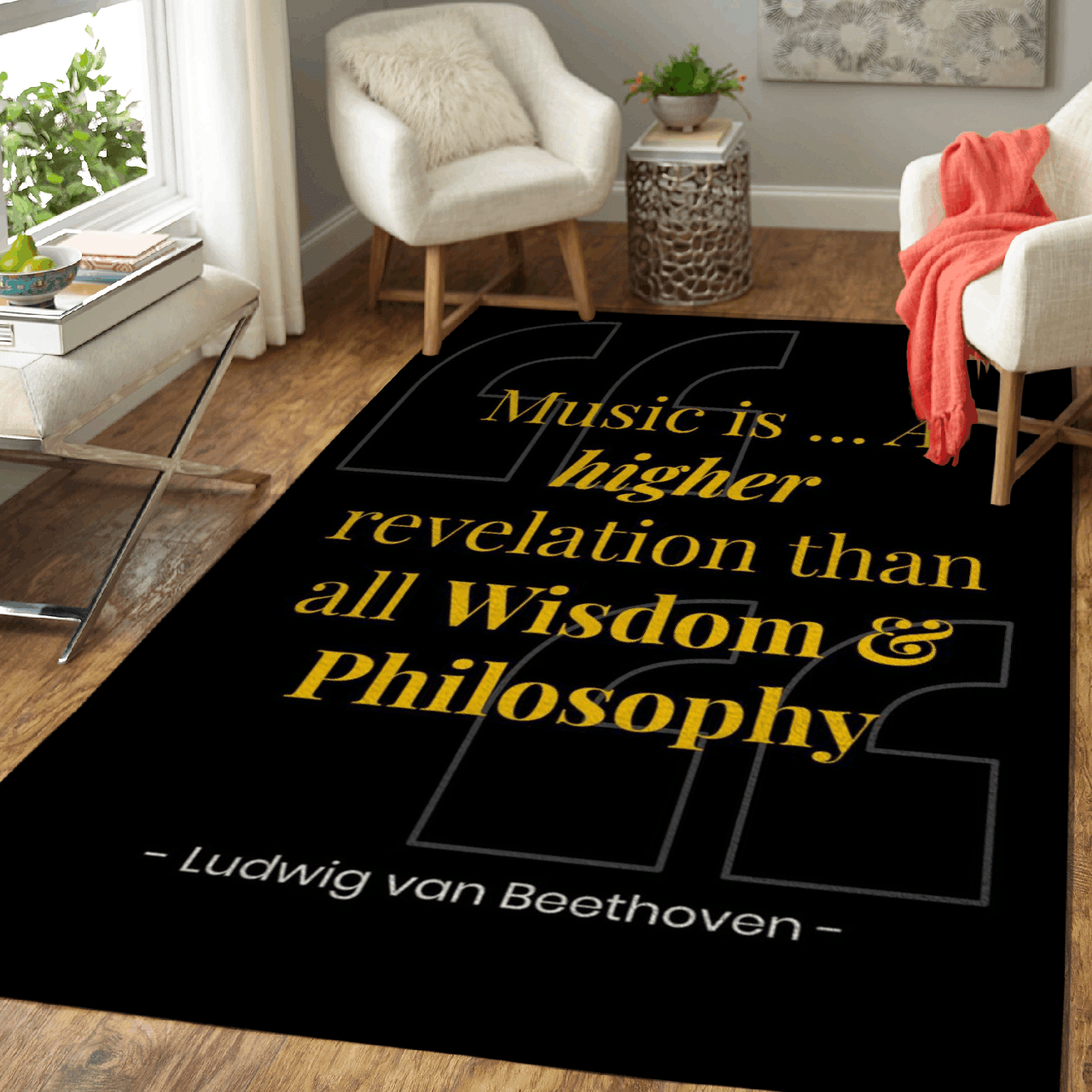Beethovens Music Quotes – Inspiring Quotes Art For Fans Area Rug Carpet
