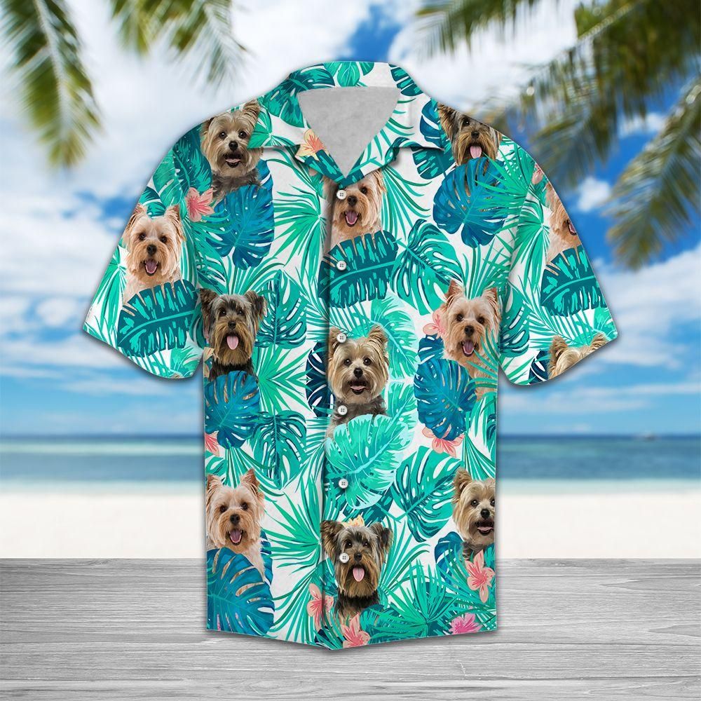 Tropical Yorkshire Terrier Aloha Hawaiian Shirt Colorful Short Sleeve Summer Beach Casual Shirt For Men And Women