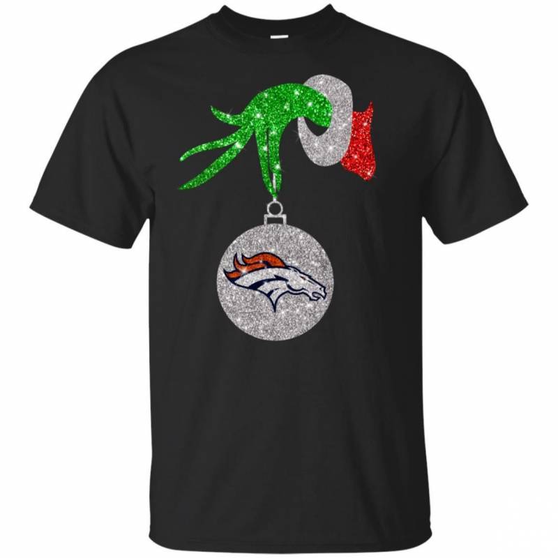 Denver Broncos Glitter Grinch Monogram Ornament Christmas Gift Youth T-shirt