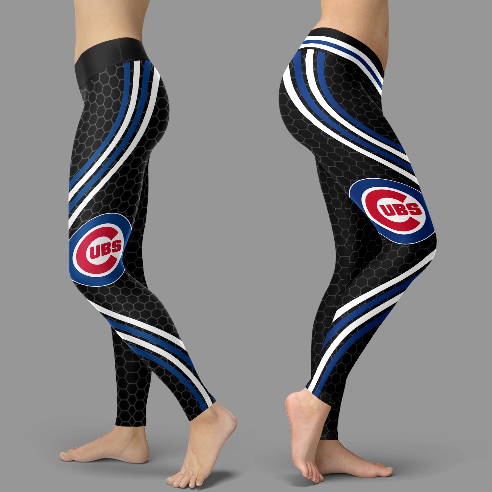 Black Curve Chicago Cubs Leggings