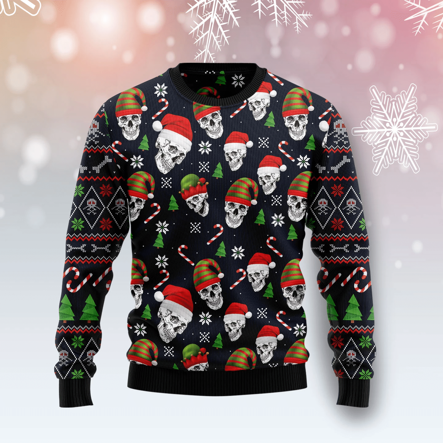 Skull Face Christmas Ugly Sweater