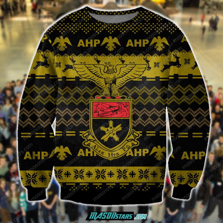 3D ALL OVER PRINT KNITTING PATTERN ALPHA ETA RHO UGLY CHRISTMAS SWEATER