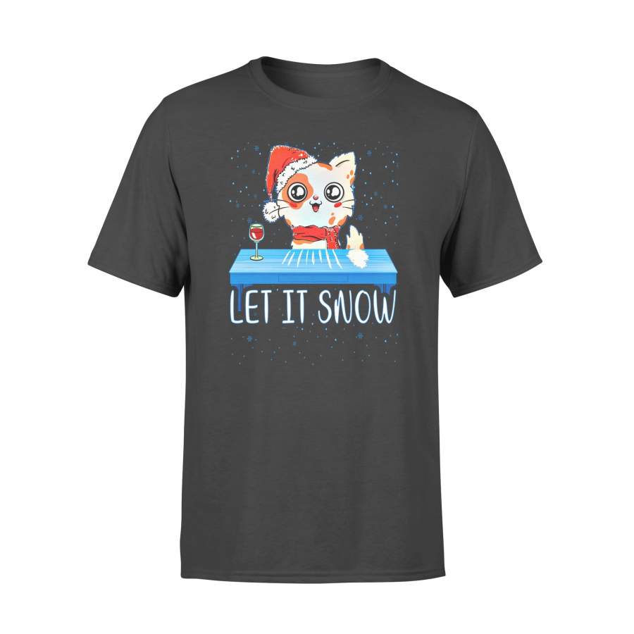 Christmas gift idea Let It Snow Santa Cocaine Adult Humor Cat Kitten Funny T-Shirt – Standard T-shirt