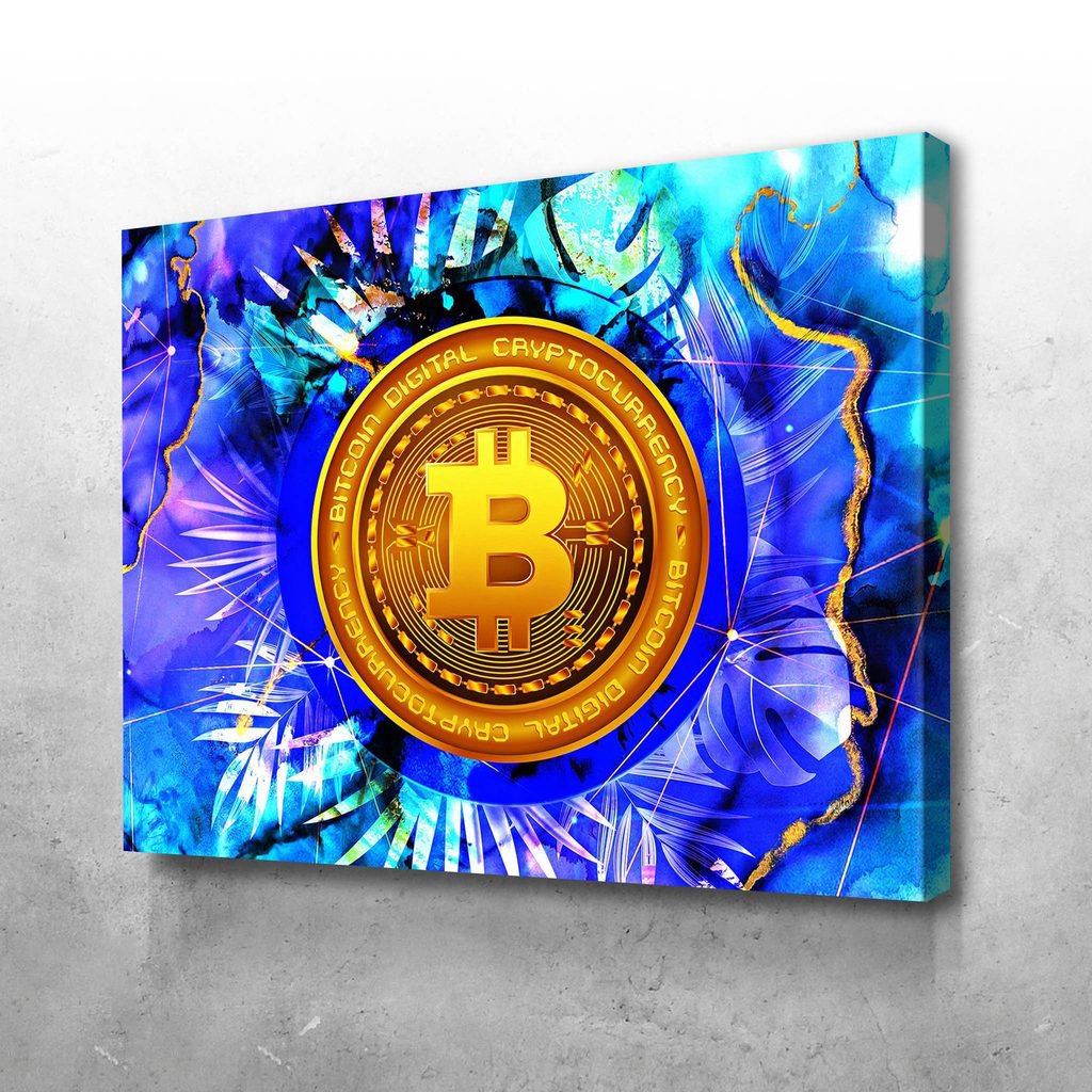 Bitcoin Digital Crypto Currency Wall Art Canvas Home Decor for Bitcoin Lover