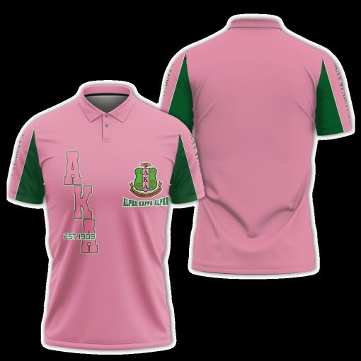 Alpha Kappa Alpha Est 1908 Emblem Simple Style Light Pink Polo Shirt