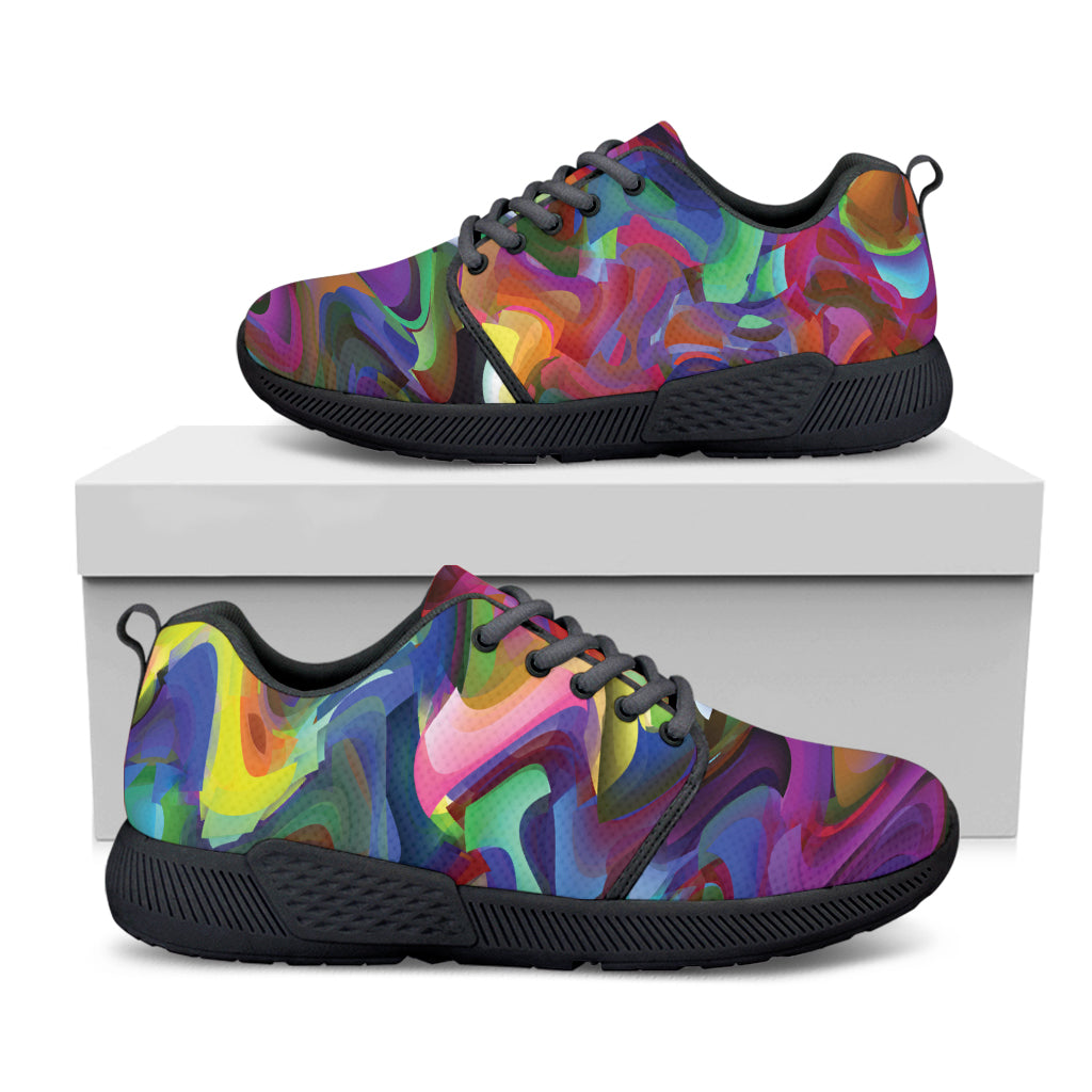 Watercolor Psychedelic Print Black Athletic Shoes