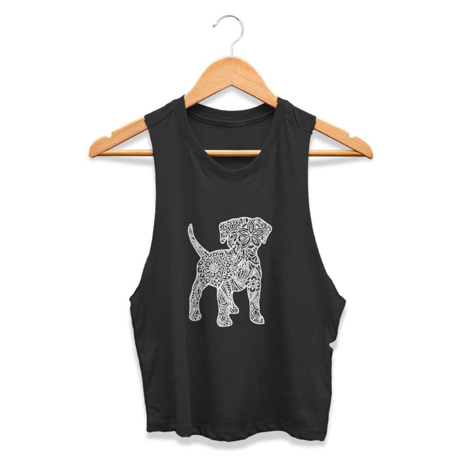 Puppy Dog Graphic Zendoodle Kid Original Drawing CPY Womans Crop Tanktop Tee