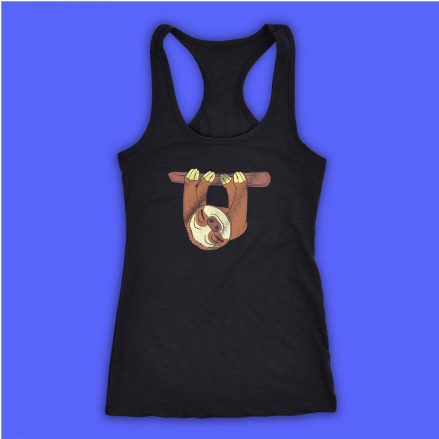 Animal Fauna Monkey Slow Sloth Cartoon Lie Women’S Tank Top Racerback