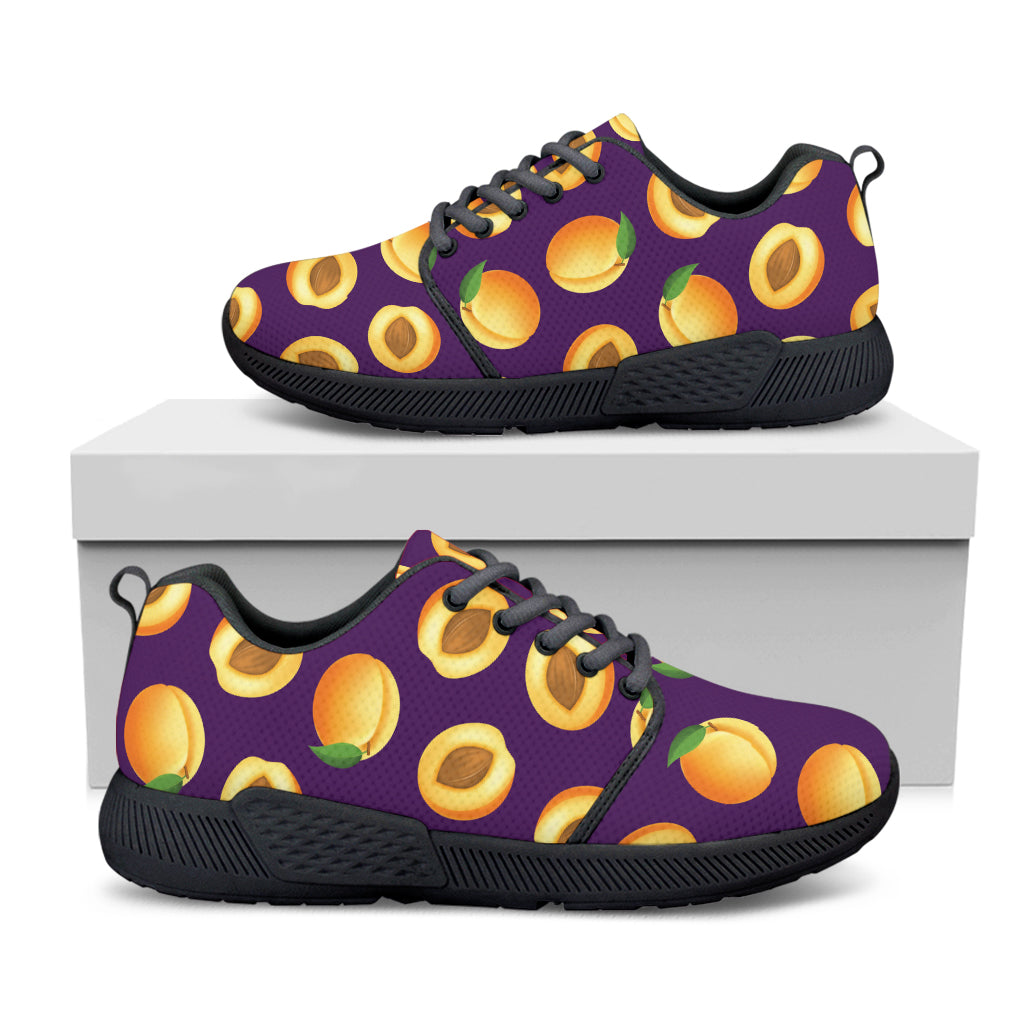 Apricot Fruit Pattern Print Black Athletic Shoes